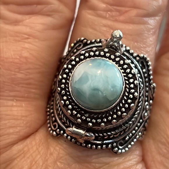#420 Larimar Handcrafted Poison ☠️ Ring 💍 Size 9 NWOT - Picture 8 of 15